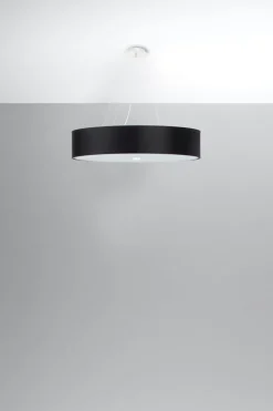 Best Sollux Hängeleuchte rund Ø 60 cm Stoff Glas 5x E27 Schwarz