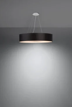 Best Sollux Hängeleuchte rund Ø 60 cm Stoff Glas 5x E27 Schwarz