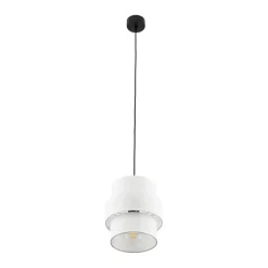 TK Lighting Hängeleuchte rund Ø 20 cm Weiß Schwarz E27 Stoff Metall* Hängelampen|Bürolampen
