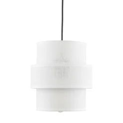 TK Lighting Hängeleuchte rund Ø 20 cm Weiß Schwarz E27 Stoff Metall* Hängelampen|Bürolampen