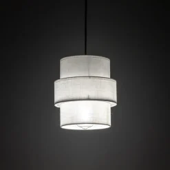 TK Lighting Hängeleuchte rund Ø 20 cm Weiß Schwarz E27 Stoff Metall* Hängelampen|Bürolampen