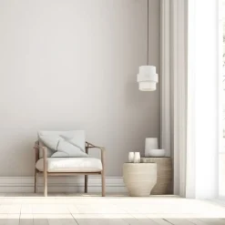 TK Lighting Hängeleuchte rund Ø 20 cm Weiß Schwarz E27 Stoff Metall* Hängelampen|Bürolampen