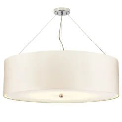 Elstead Hängeleuchte rund Ø86cm Stoffschirm Creme Chrom NASIA* Moderne Lampen|Stofflampen
