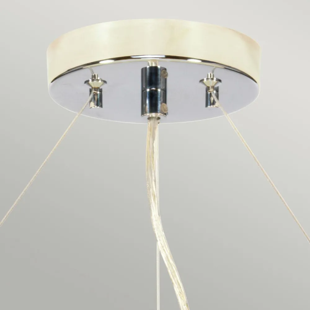 Elstead Hängeleuchte rund Ø86cm Stoffschirm Creme Chrom NASIA* Moderne Lampen|Stofflampen