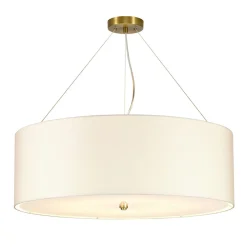 Elstead Hängeleuchte rund Ø76cm Stoffschirm Creme Messing antik* Hängelampen|Esszimmer Lampen