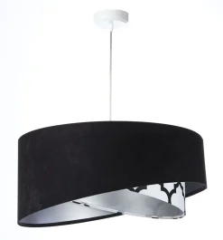 Outlet BPS Koncept Hängeleuchte rund D: 50 cm Stoff Velours Optik Schwarz Weiß