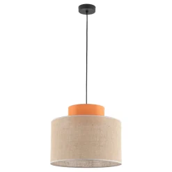 TK Lighting Hängeleuchte rund E27 Ø 38 cm H: max. 170 cm Jute Stoff* Wohnzimmerlampen|Stofflampen