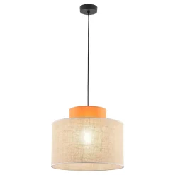 TK Lighting Hängeleuchte rund E27 Ø 38 cm H: max. 170 cm Jute Stoff* Wohnzimmerlampen|Stofflampen