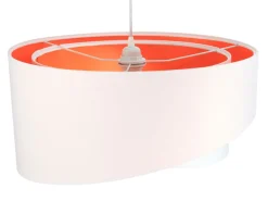 New BPS Koncept Hängeleuchte rund Groß Weiß Orange Stoff Esstisch