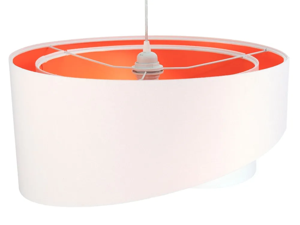 New BPS Koncept Hängeleuchte rund Groß Weiß Orange Stoff Esstisch