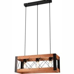 Online Lamkur Hängeleuchte Rustikal B: 53 cm höhenverstellbar Holz Metall