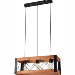 Online Lamkur Hängeleuchte Rustikal B: 53 cm höhenverstellbar Holz Metall