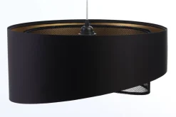 New BPS Koncept Hängeleuchte Satin Netz Ø 50 cm E27 rund Schwarz Gold