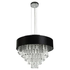 Clearance Searchlight Hängeleuchte Schwarz Ø 45,5 cm rund Stoff Kristall 5x G9