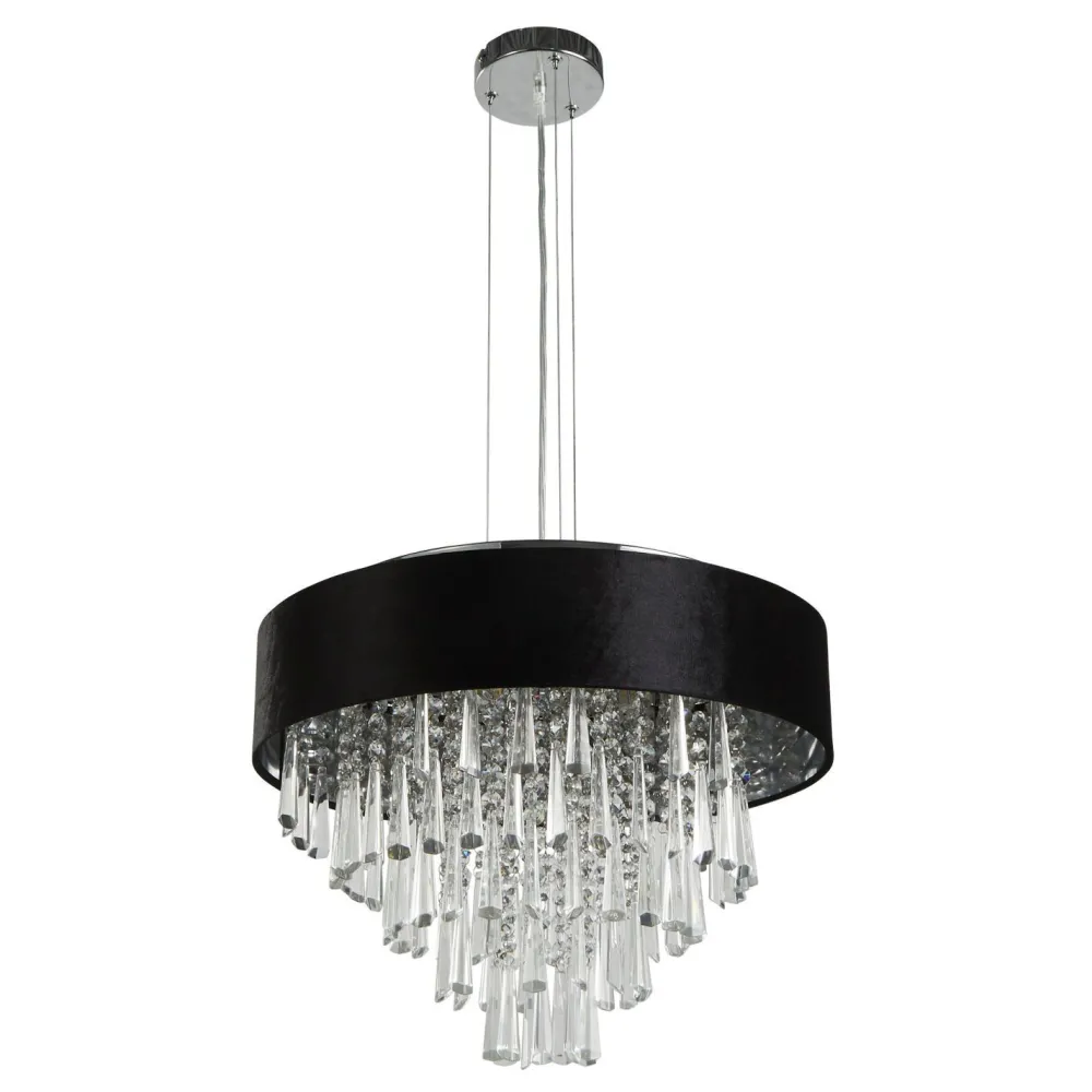 Clearance Searchlight Hängeleuchte Schwarz Ø 45,5 cm rund Stoff Kristall 5x G9