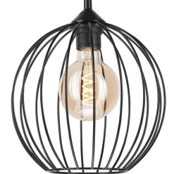 Online Lamkur Hängeleuchte Schwarz Ø 24 cm Metall Draht Schirm E27 KARNA