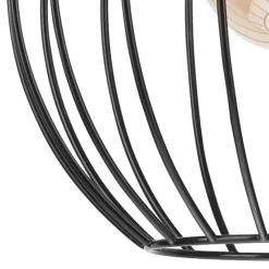 Online Lamkur Hängeleuchte Schwarz Ø 24 cm Metall Draht Schirm E27 KARNA