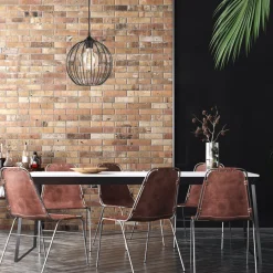 Online Lamkur Hängeleuchte Schwarz Ø 24 cm Metall Draht Schirm E27 KARNA