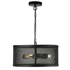 Clearance Searchlight Hängeleuchte Schwarz Ø 45 cm aus Mesh Metall 3x E27 Retro