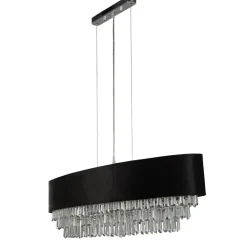 Sale Searchlight Hängeleuchte Schwarz B: 100 cm H: max. 1,5 m Stoff Kristall