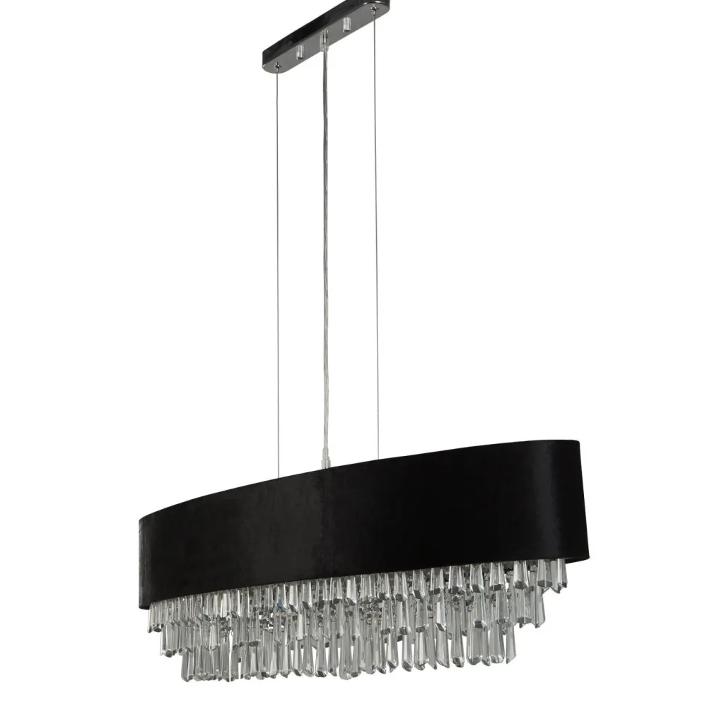 Sale Searchlight Hängeleuchte Schwarz B: 100 cm H: max. 1,5 m Stoff Kristall