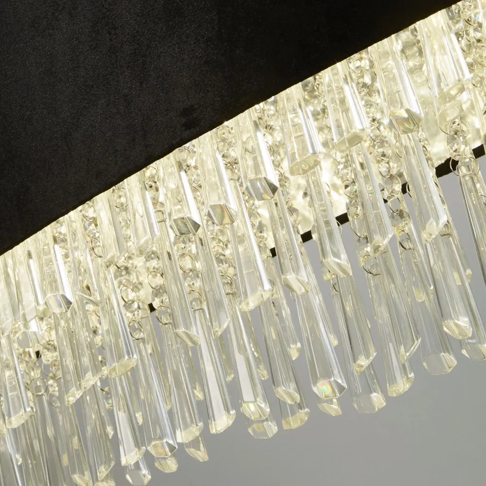 Sale Searchlight Hängeleuchte Schwarz B: 100 cm H: max. 1,5 m Stoff Kristall