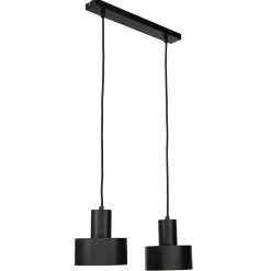 Sigma Hängeleuchte Schwarz breiter Schirm Retro 2 flmg* Hängelampen|Esszimmer Lampen