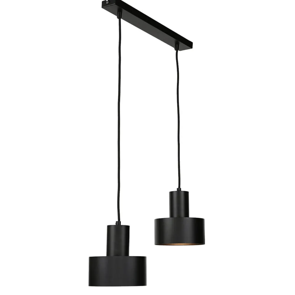 Sigma Hängeleuchte Schwarz breiter Schirm Retro 2 flmg* Hängelampen|Esszimmer Lampen