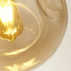 Discount Searchlight Hängeleuchte Schwarz Champagner E27 D: 25 cm Glas TALIA