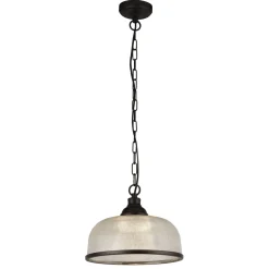 Searchlight Hängeleuchte Schwarz Glas Metall Ø 27 cm H: max. 1,2 m* Wohnzimmerlampen|Glaslampen