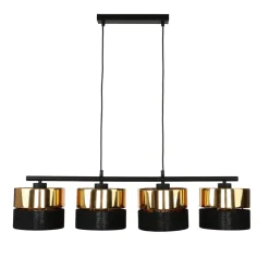 TK Lighting Hängeleuchte Schwarz Gold verstellbar Metall Stoff E27* Stofflampen|Moderne Lampen