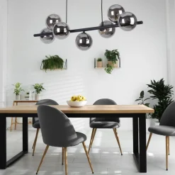 TK Lighting Hängeleuchte Schwarz Grau Glas Metall Modern MIEKE* Kugellampen|Moderne Lampen