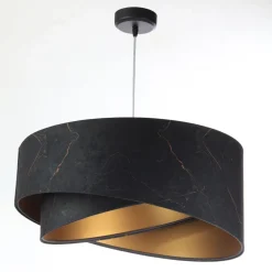 Discount BPS Koncept Hängeleuchte Schwarz marmoriert Gold E27 Velours Optik