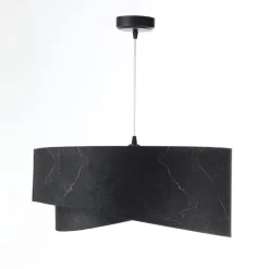 Discount BPS Koncept Hängeleuchte Schwarz marmoriert Gold E27 Velours Optik