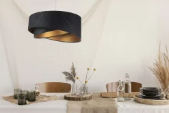 Discount BPS Koncept Hängeleuchte Schwarz marmoriert Gold E27 Velours Optik