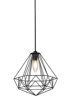 Searchlight Hängeleuchte Schwarz Metall Ø 25 cm E27 E14 Käfig Schirm* Hängelampen|Bürolampen