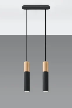 Online Sollux Hängeleuchte Schwarz Metall Holz Skandinavisch 2-flmg