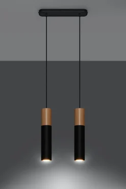 Online Sollux Hängeleuchte Schwarz Metall Holz Skandinavisch 2-flmg