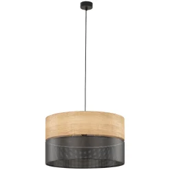 TK Lighting Hängeleuchte Schwarz Natur Ø 50 cm verstellbar 3x E27 Modern* Bürolampen|Schlafzimmer Lampen