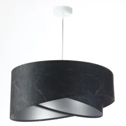 Online BPS Koncept Hängeleuchte Schwarz Silber E27 D: 50 cm Stoff Velours Optik