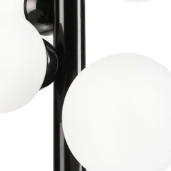 Discount Lamkur Hängeleuchte Schwarz Weiß Kugelschirme 4x E27 Glas Metall