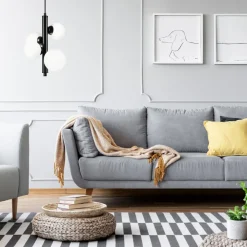 Discount Lamkur Hängeleuchte Schwarz Weiß Kugelschirme 4x E27 Glas Metall