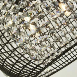 Searchlight Hängeleuchte Schwarz 4x G9 Ø 35 cm Metall Glas* Hängelampen|Bürolampen