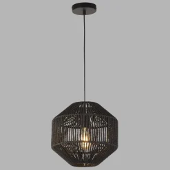 Searchlight Hängeleuchte Seil Schwarz E27 Ø 30 cm H: max. 1,5 m Modern* Hängelampen|Wohnzimmerlampen