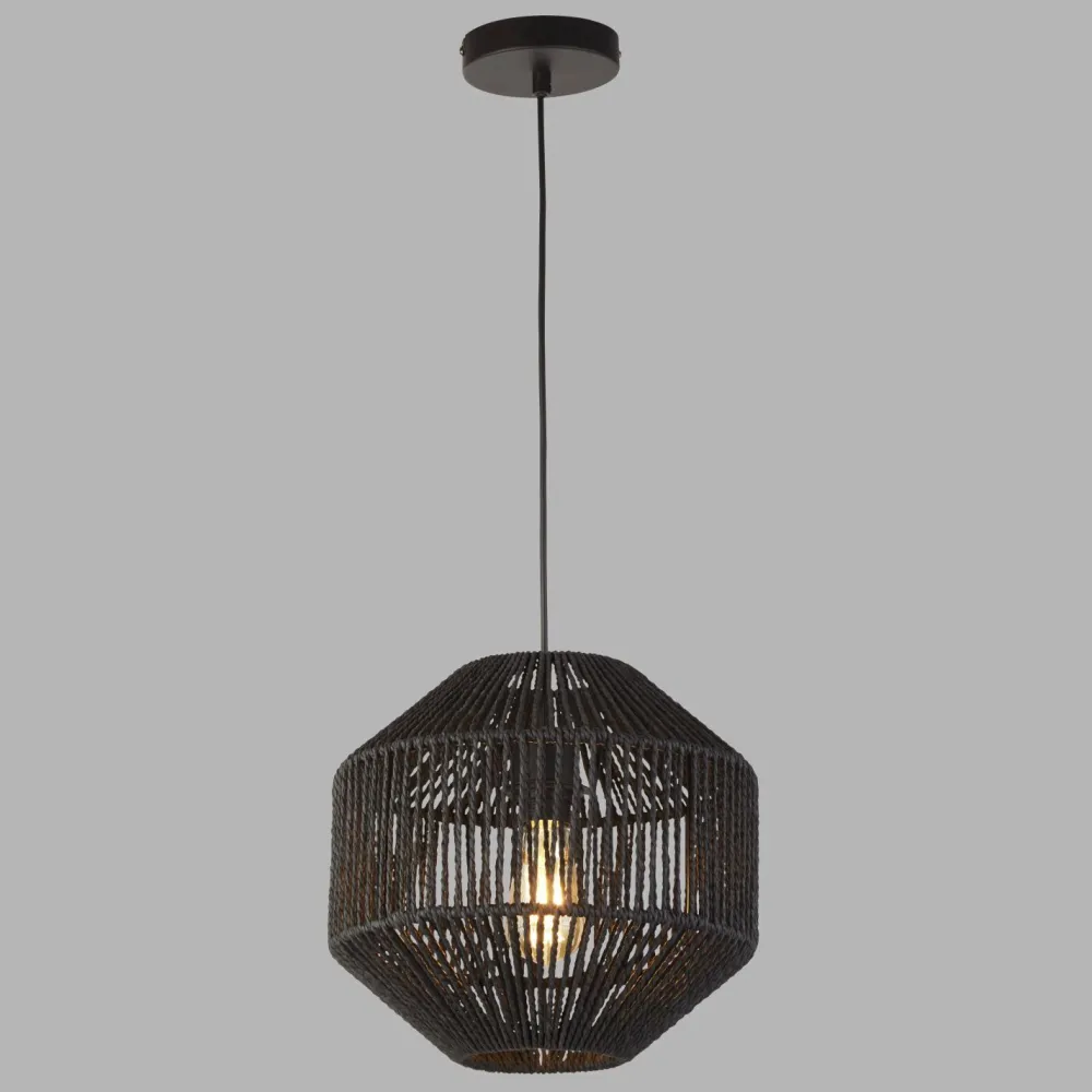 Searchlight Hängeleuchte Seil Schwarz E27 Ø 30 cm H: max. 1,5 m Modern* Hängelampen|Wohnzimmerlampen