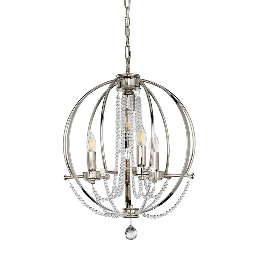 Elstead Hängeleuchte Stahl Ø46cm in Nickel verstellbar* Küchenlampen|Kristalllampen