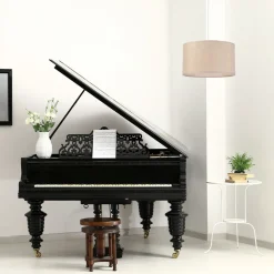 New Lamkur Hängeleuchte Stoff Ø 35 cm rund E27 in Gold verstellbar