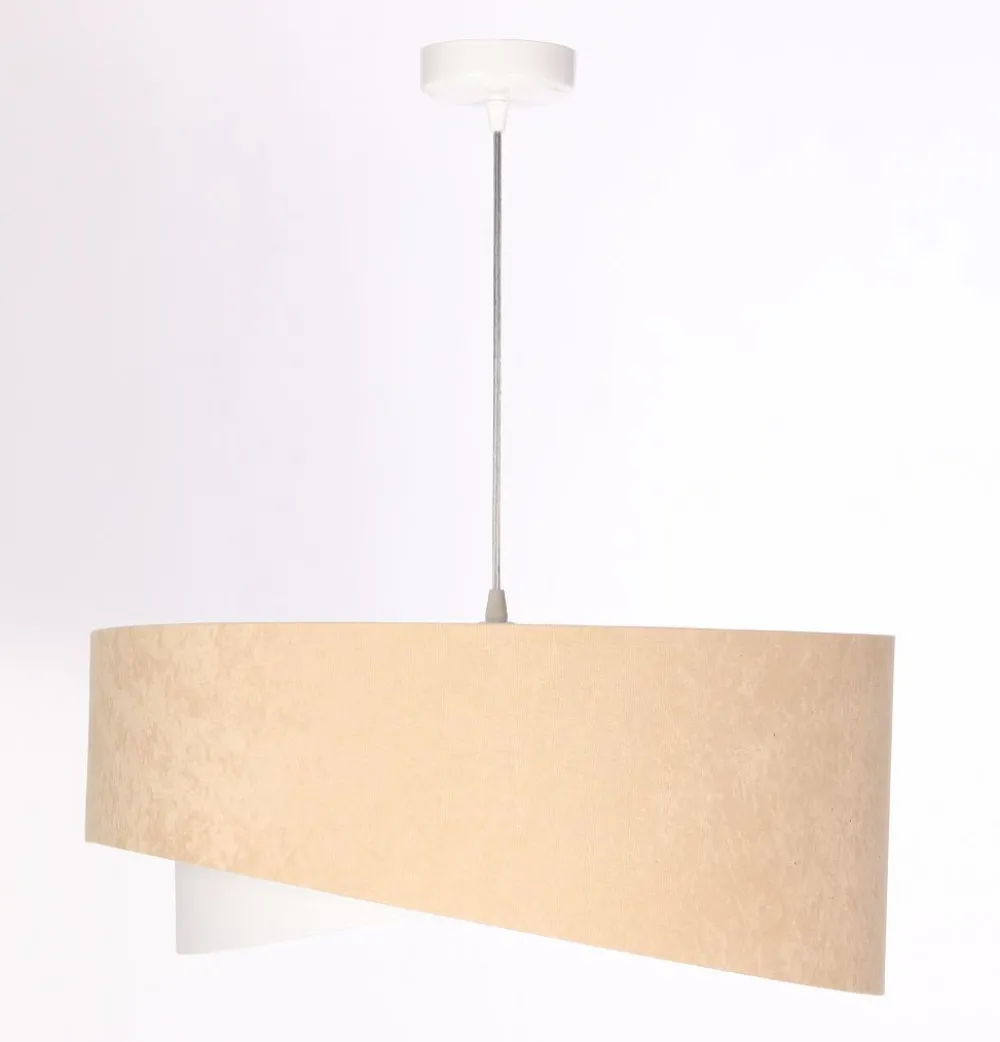 New BPS Koncept Hängeleuchte Stoff Beige Gold E27 rund Ø 50 cm Velours Optik