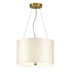 Elstead Hängeleuchte Stoff Ø36cm in Creme Messing antik* Stofflampen|Wohnzimmerlampen