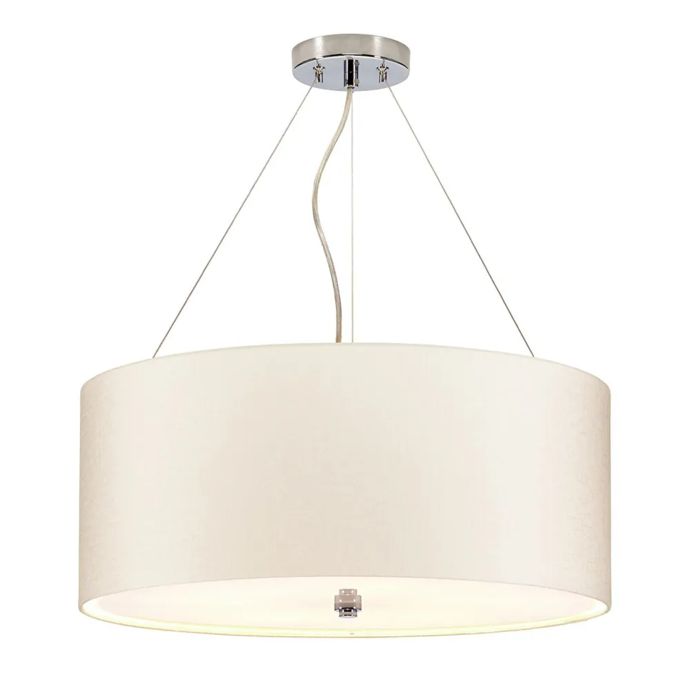 Elstead Hängeleuchte Stoff Ø56cm in Creme Chrom blendarm* Moderne Lampen|Stofflampen